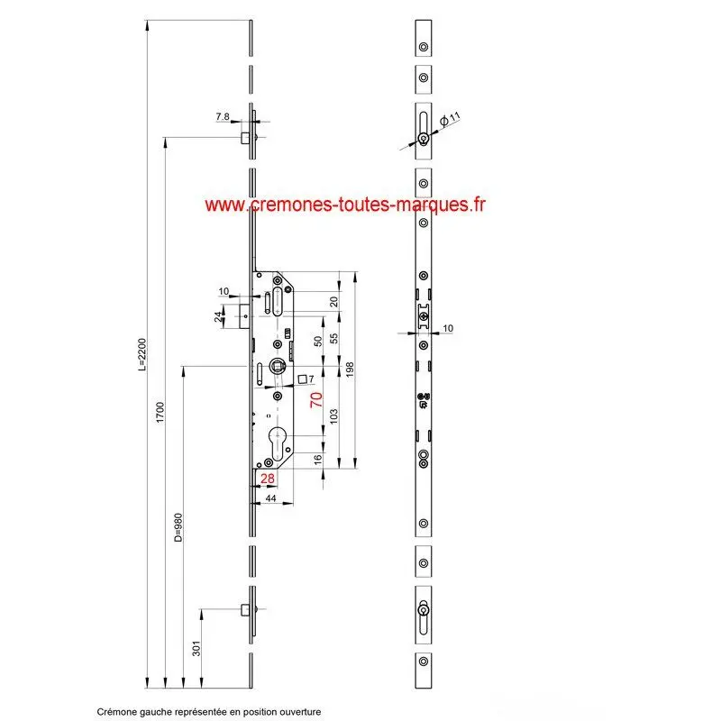 Serrure FERCO Gu 2 galets